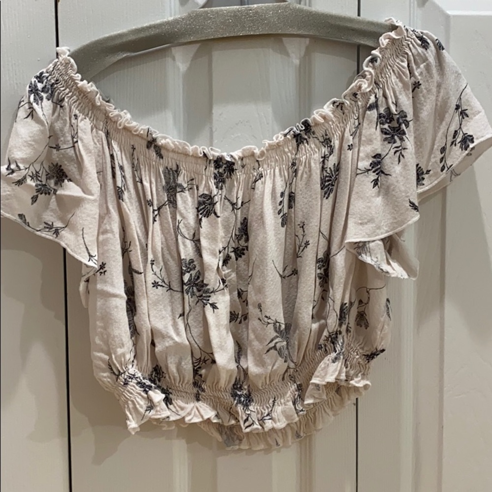 Creme Off the Shoulder Floral Top